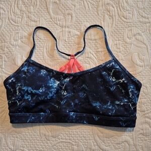 Marika Tek women's size Medium blue & neon orange padded sports bra VGUC